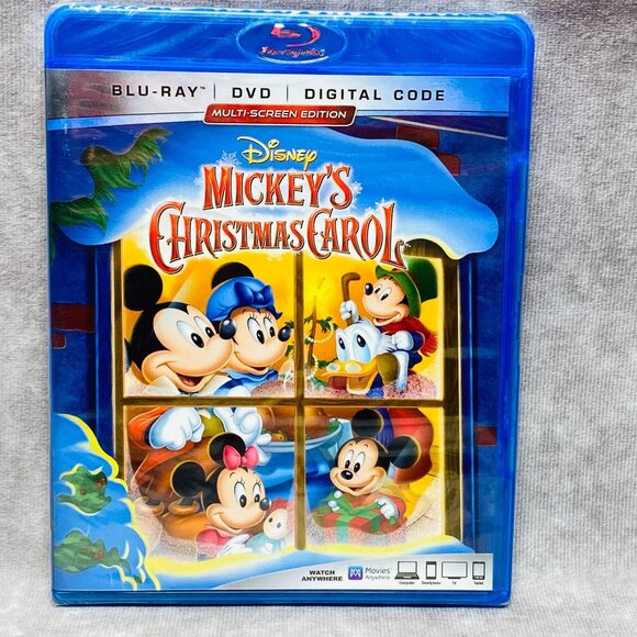 Disney Mickeys Christmas Carol (Blu-Ray, DVD, Digital 2018) New - Picture 1 of 8